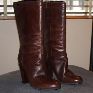 Mid-Calf Brown Leather 3.75" Heeled Boots Sz.8